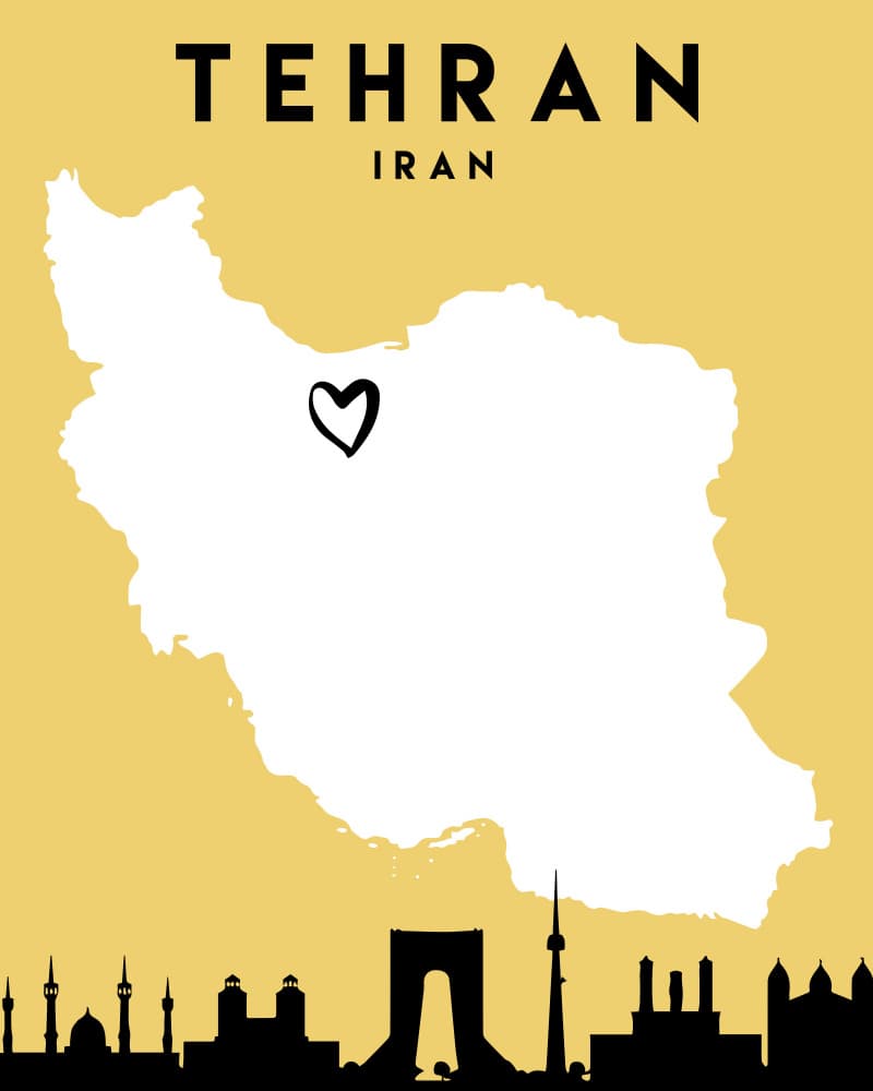 Tehran Map And Skyline by Emiliano Deificus — canvas wall art