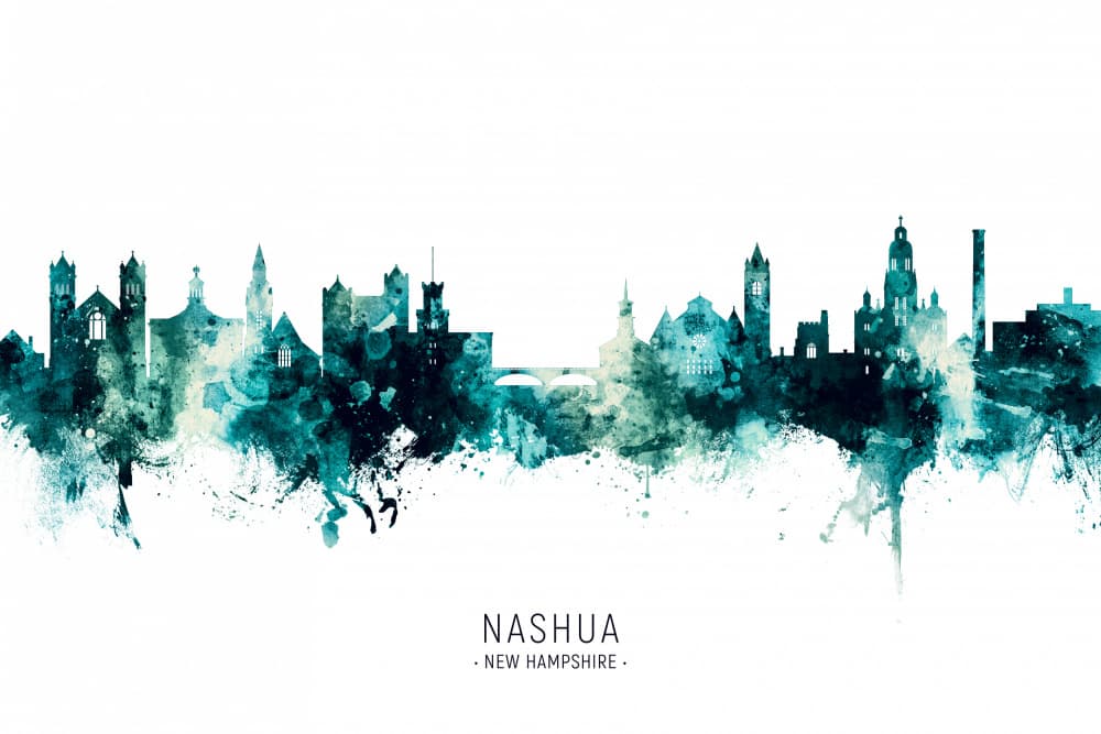 Nashua Teal Skyline by Michael Tompsett — canvas wall art