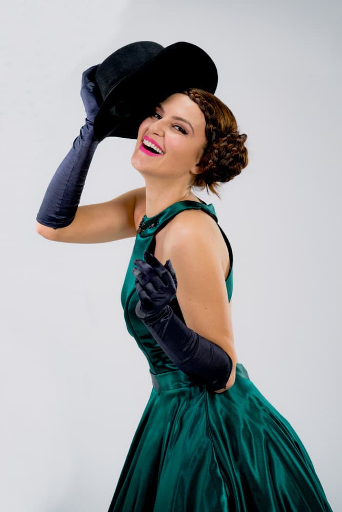 Smiling Lady Black Hat by Aneta Nikolova — canvas wall art