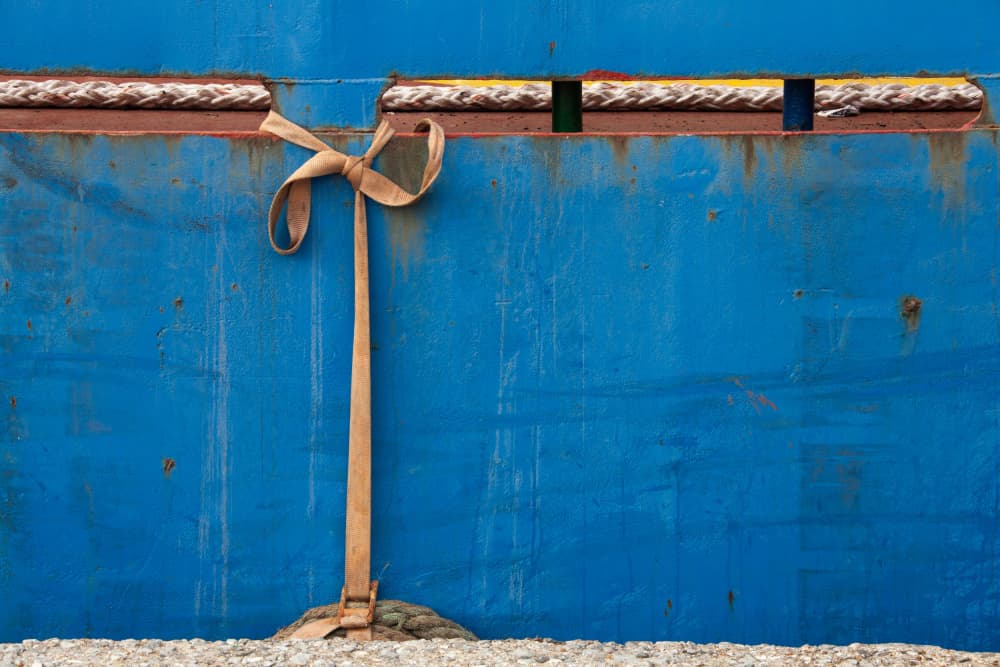 Blue Industrial Wall Detail by Ramiz Sahin — canvas wall art