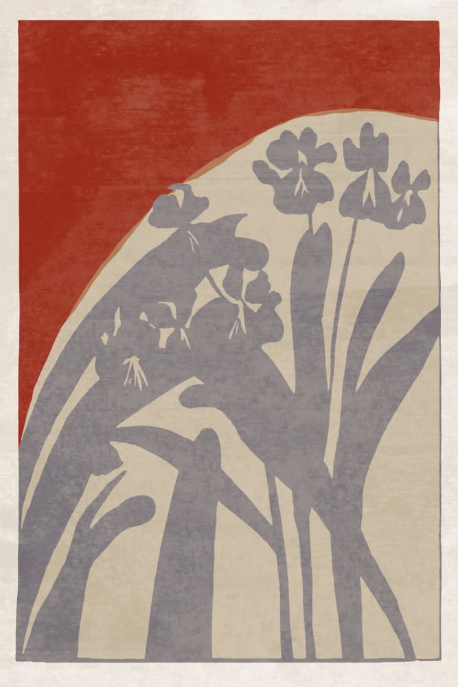 Red And Grey Botanicals by casa cartissi — canvas wall art