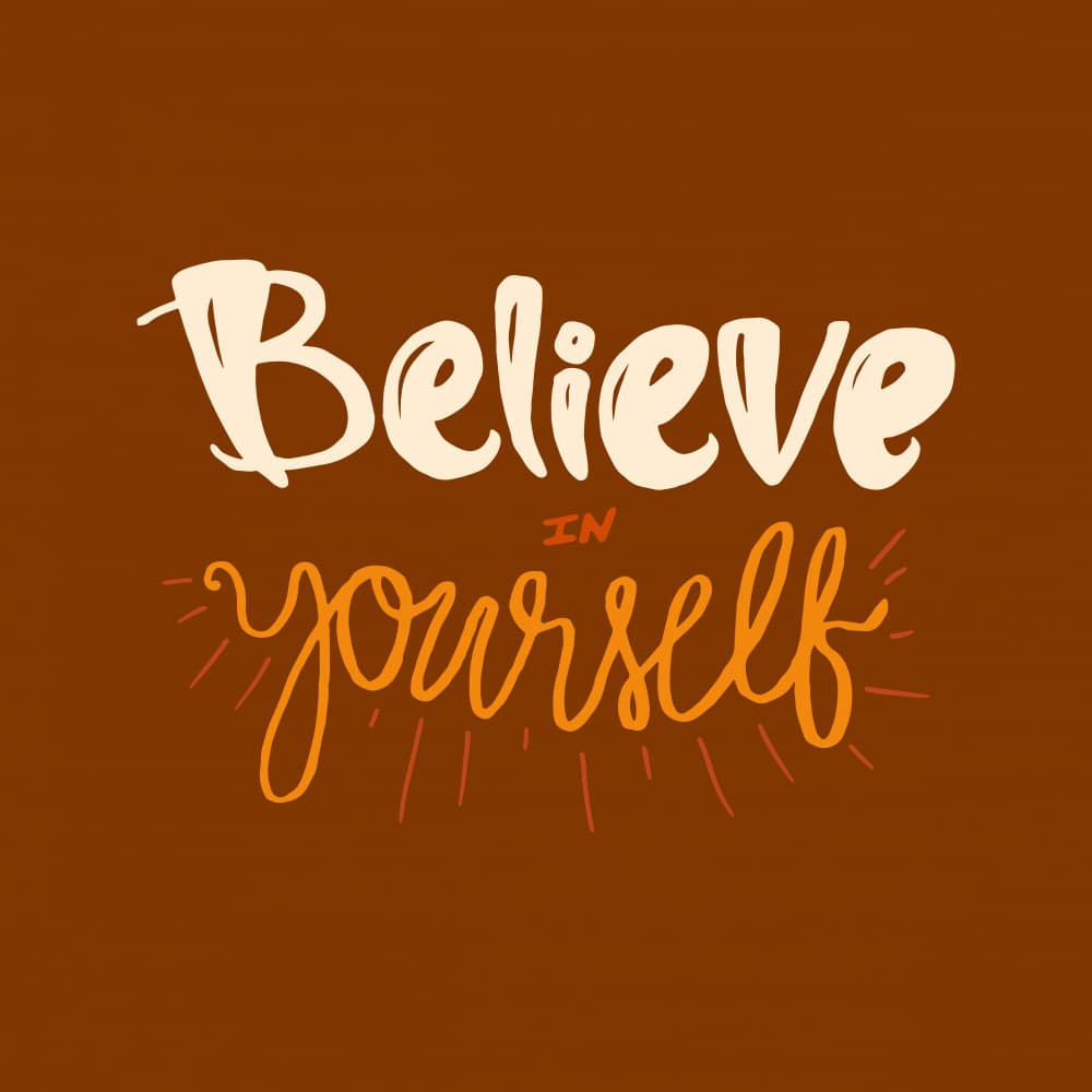 Believe In Yourself Lettering by Marika Barsrsind — canvas wall art