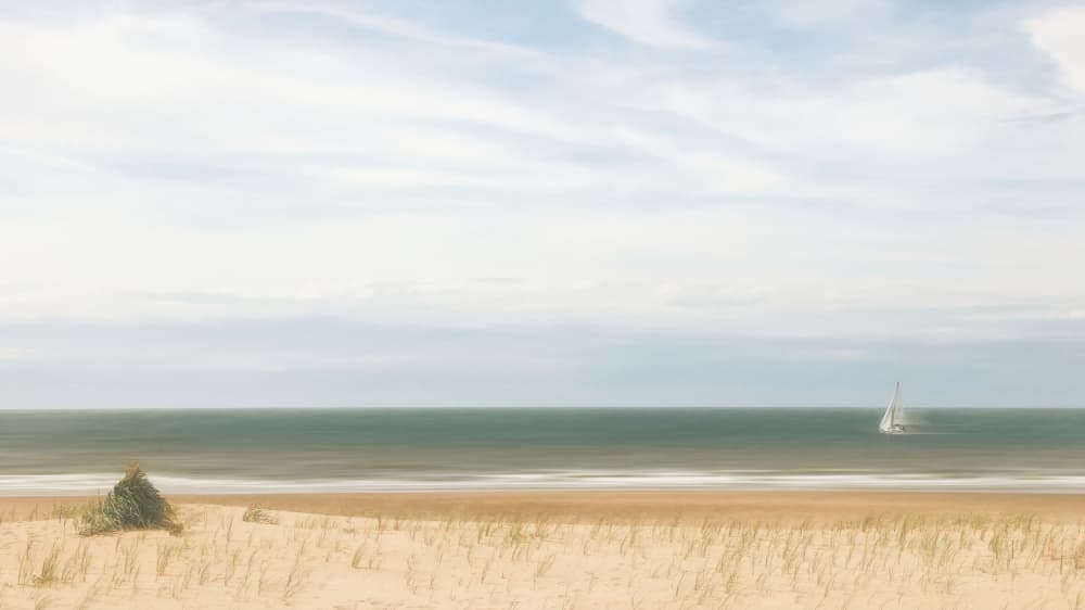 Serene Beach Sailboat by Bruno Flour — canvas wall art