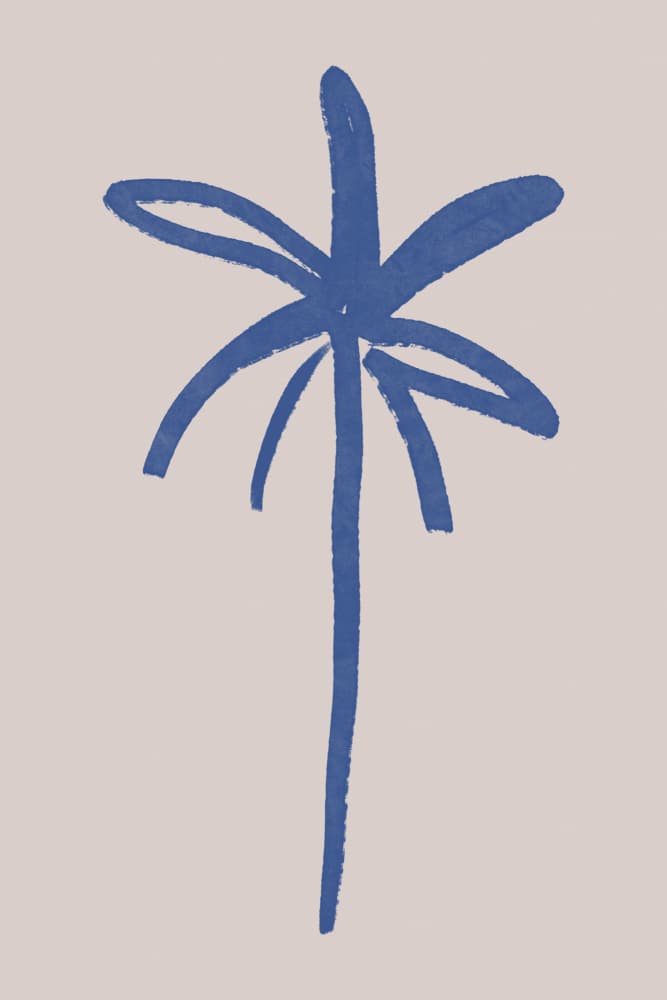 Minimal Blue Palm Tree by Treechild — canvas wall art