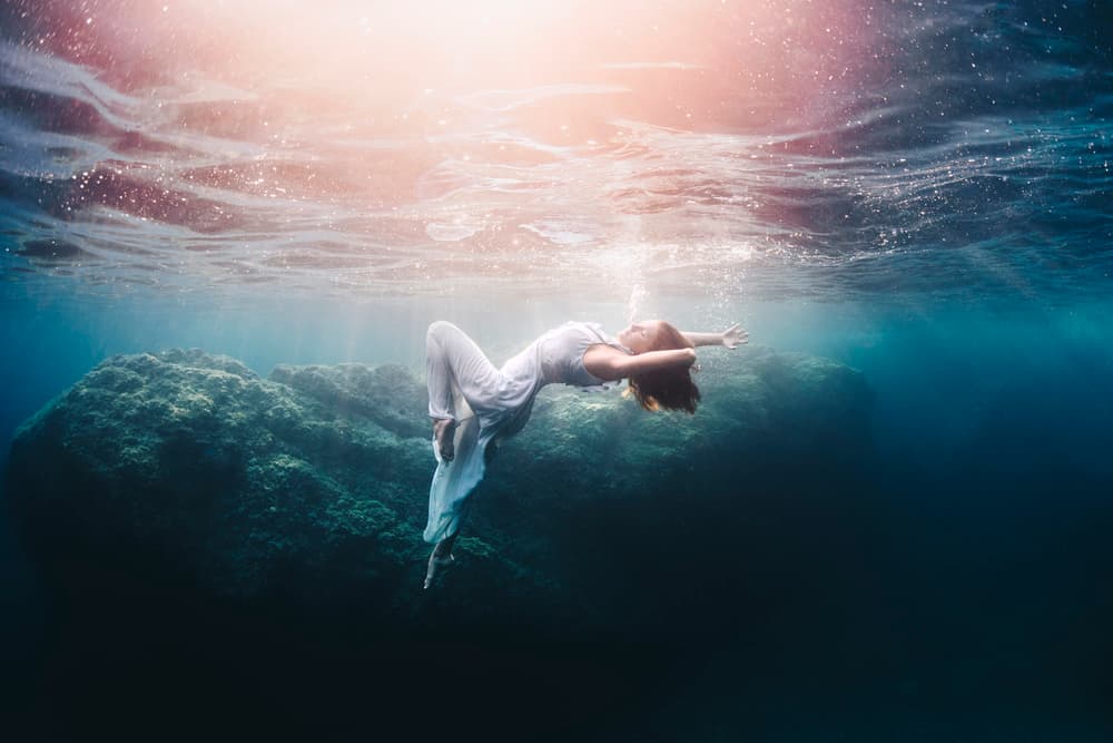 Serene Underwater Woman by Davide Lopresti — canvas wall art