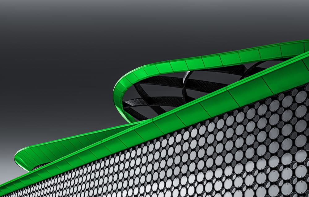 Green Architectural Curves by Roland M Schwerdtfeger — canvas wall art