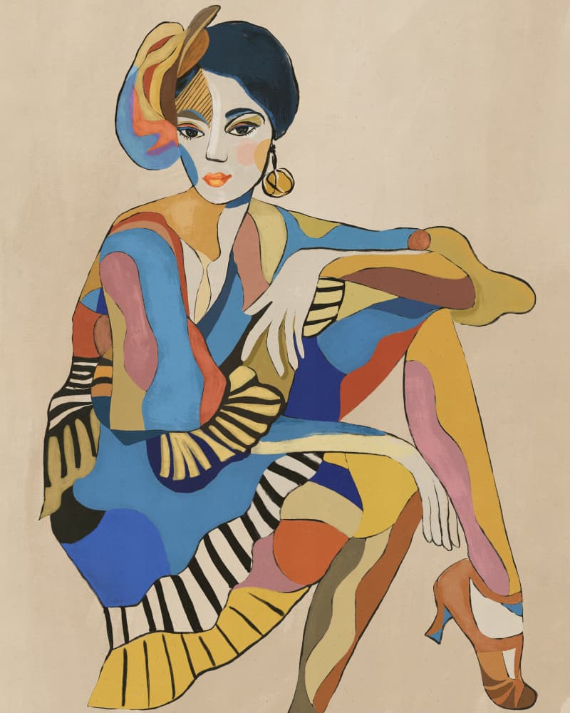 Colorful Abstract Fashion Woman by CATS AND DOTZ — canvas wall art