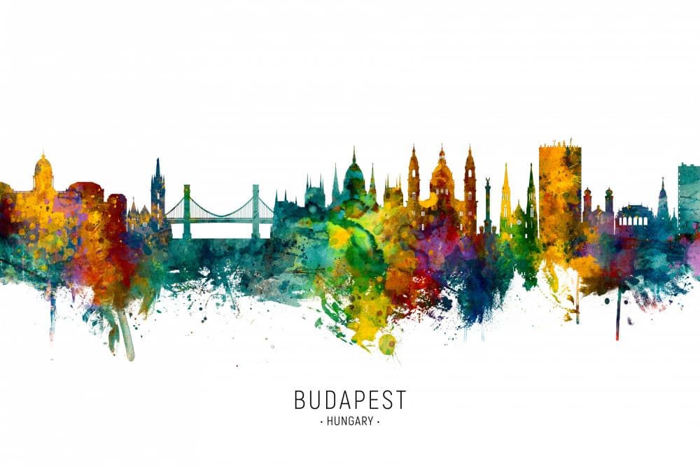 Vibrant Budapest Cityscape by Michael Tompsett — canvas wall art