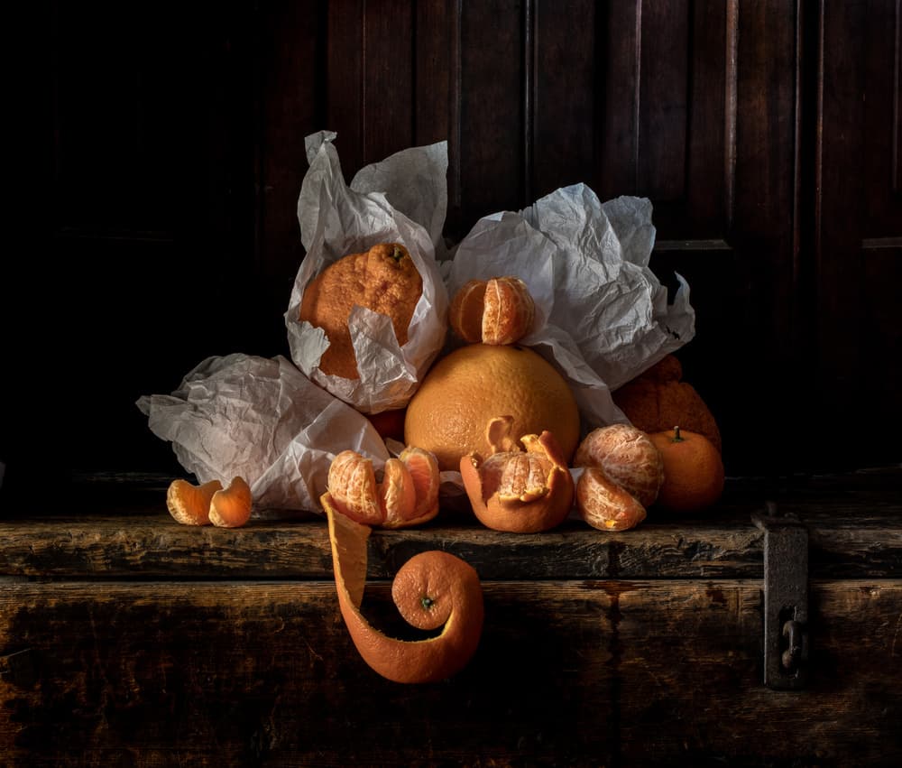 Fresh Oranges Rustic Wood by Heather Bonadio — canvas wall art