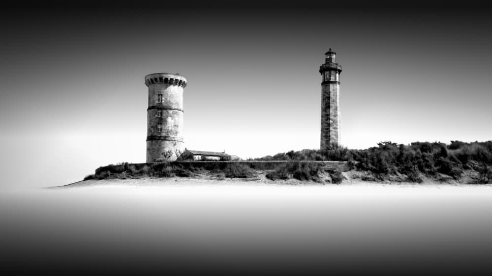Misty Coastal Towers by av peteghium — canvas wall art