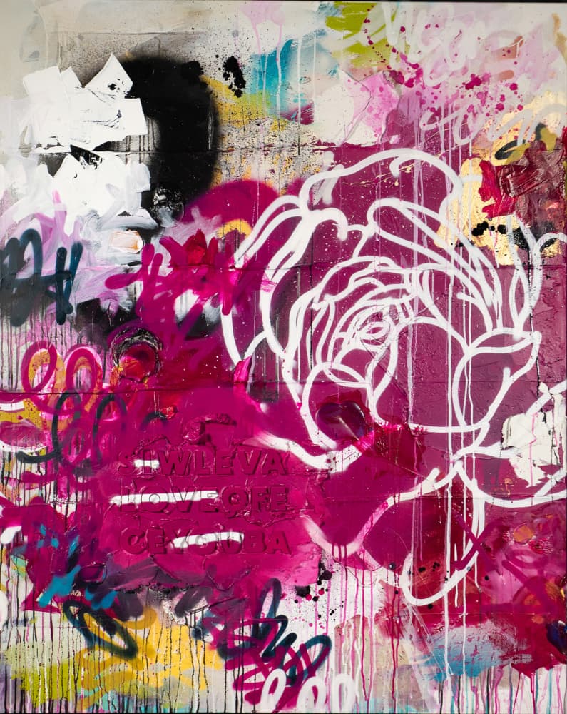 Vibrant Graffiti Rose by kent youngstrom — canvas wall art