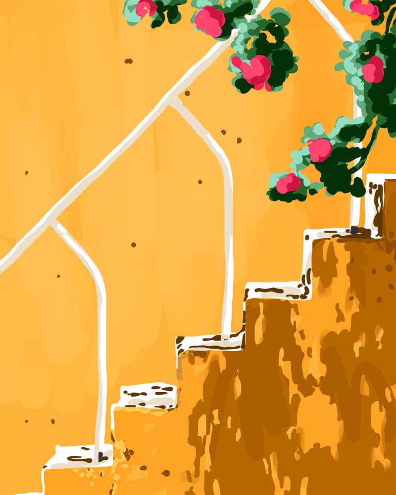 Sunny Mediterranean Steps by Uma Gokhale — canvas wall art