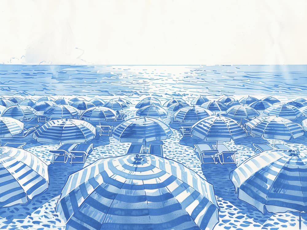 Striped Beach Umbrellas by Jolly and Dash — canvas wall art