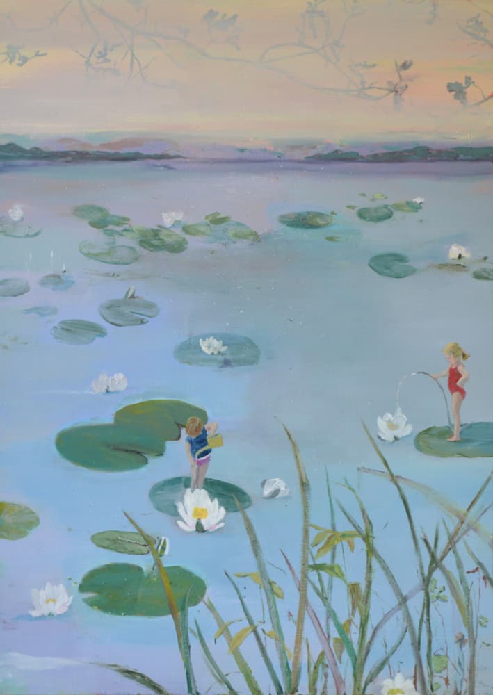 Dreamy Lily Pad Girls by Karin Bos — canvas wall art