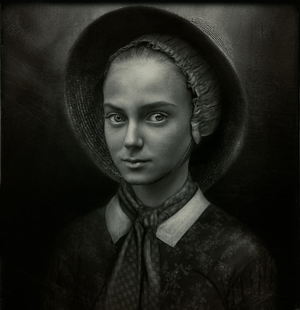 Vintage Girl With Hat by Svetlana Melik-Nubarova — canvas wall art