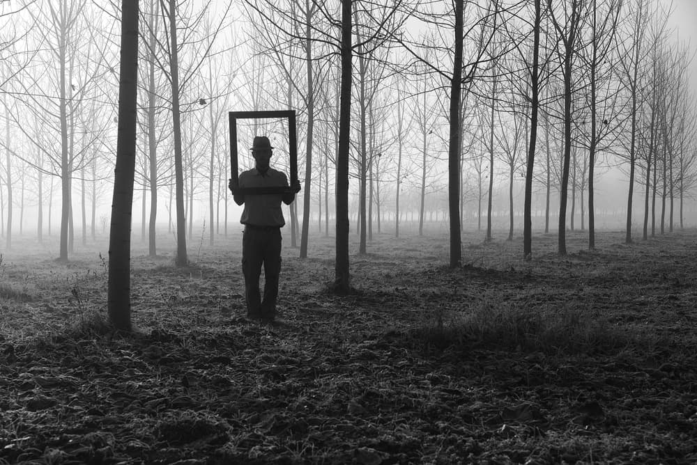 Misty Forest Man Frame by Carlo Ferrara — canvas wall art