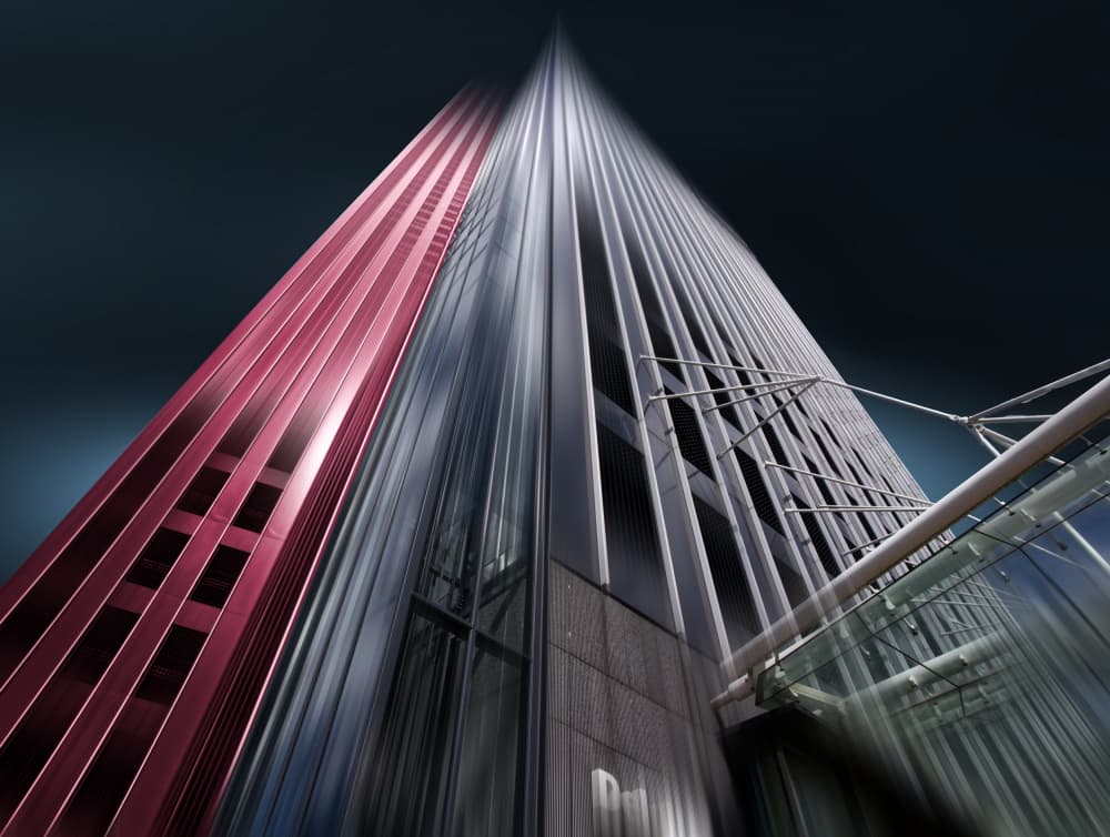 Upward Red Skyscraper by Erhard Batzdorf — canvas wall art
