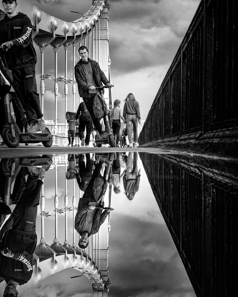 Urban Commute Reflection by Oles Paritskiy — canvas wall art