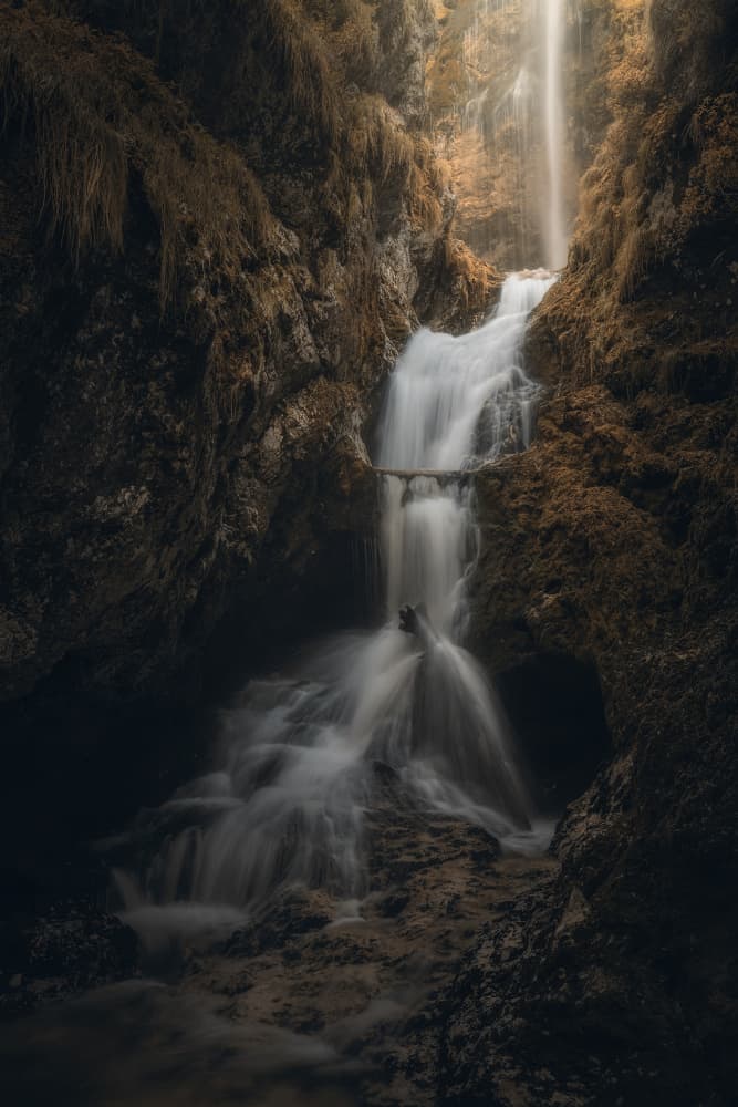Golden Gorge Cascade by Thomas de Franzoni — canvas wall art