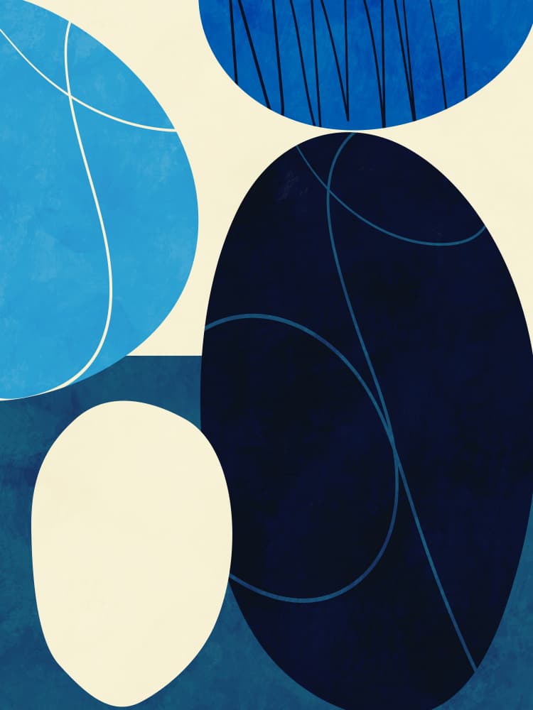 Shapes Play3 3blue by Ana Rut Bre — canvas wall art