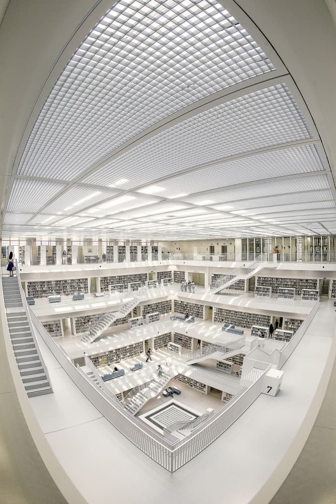 Grand White Library by Fahad Abdualhameid — canvas wall art