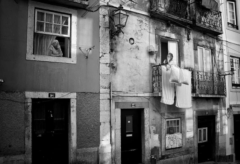 Old Women Watching Street by Fernando Alves — canvas wall art