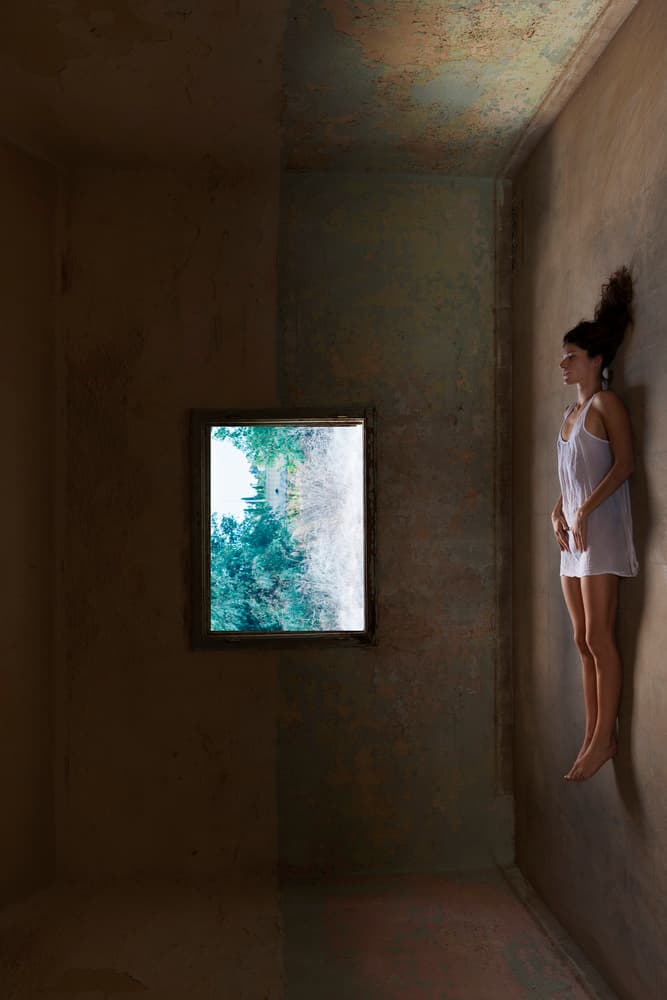 Floating Woman Inverted World by Eyal Amer — canvas wall art