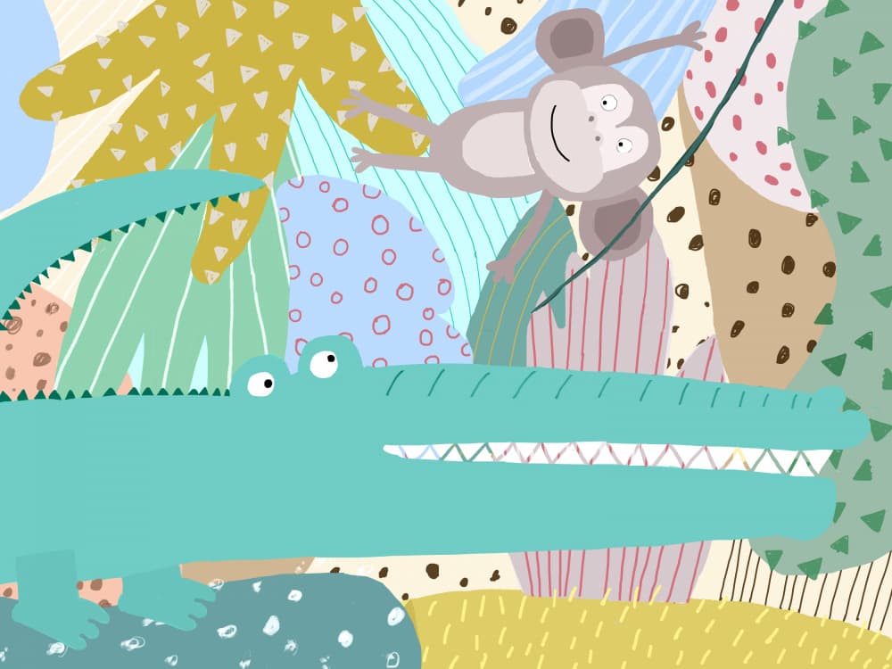 Playful Jungle Animals by Carla Daly — canvas wall art