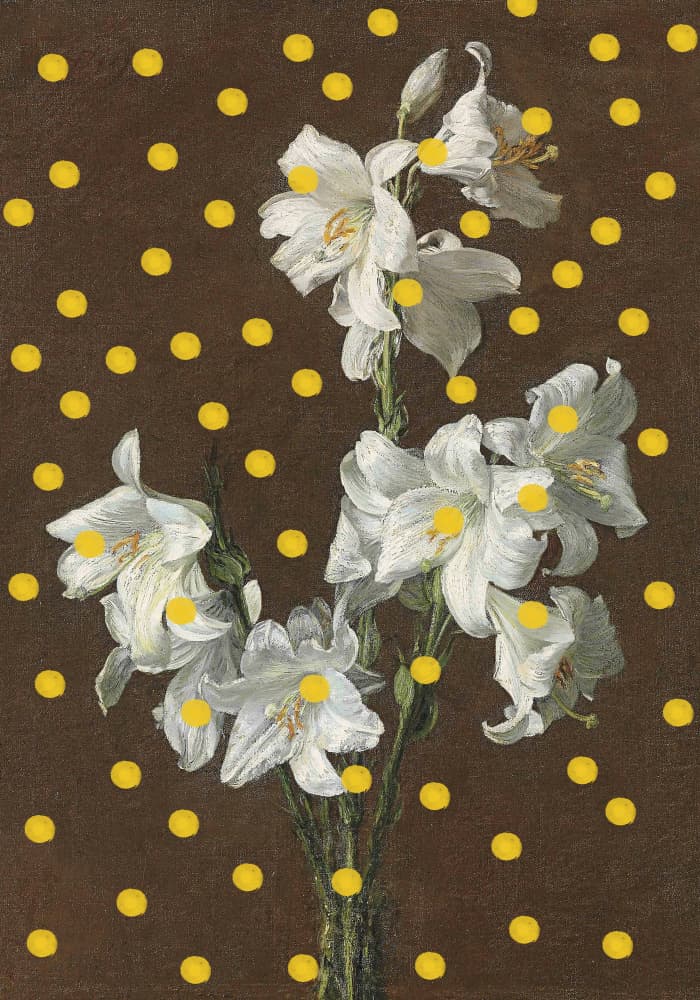 White Lilies Polka Dots by The Art Concept — canvas wall art