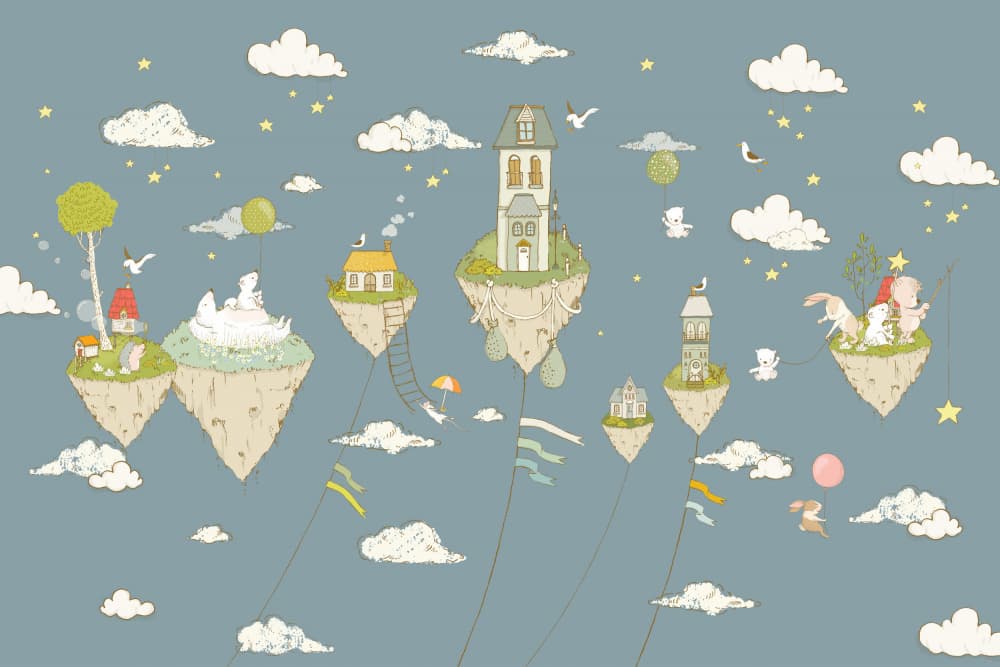 Whimsical Sky Village by Sue Skellern — canvas wall art