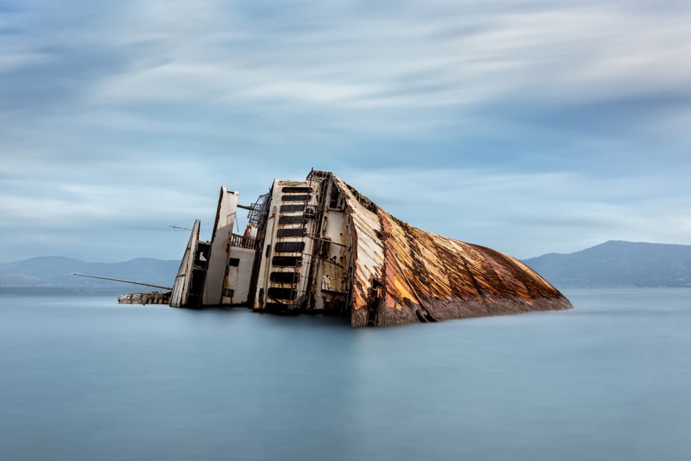 Rusty Shipwrecked Vessel by George Digalakis — canvas wall art
