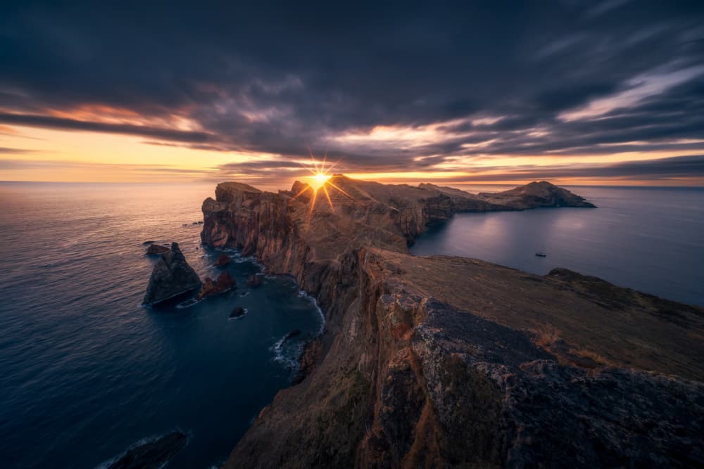 Golden Ocean Cliffs Sunset by NingYun Ye — canvas wall art