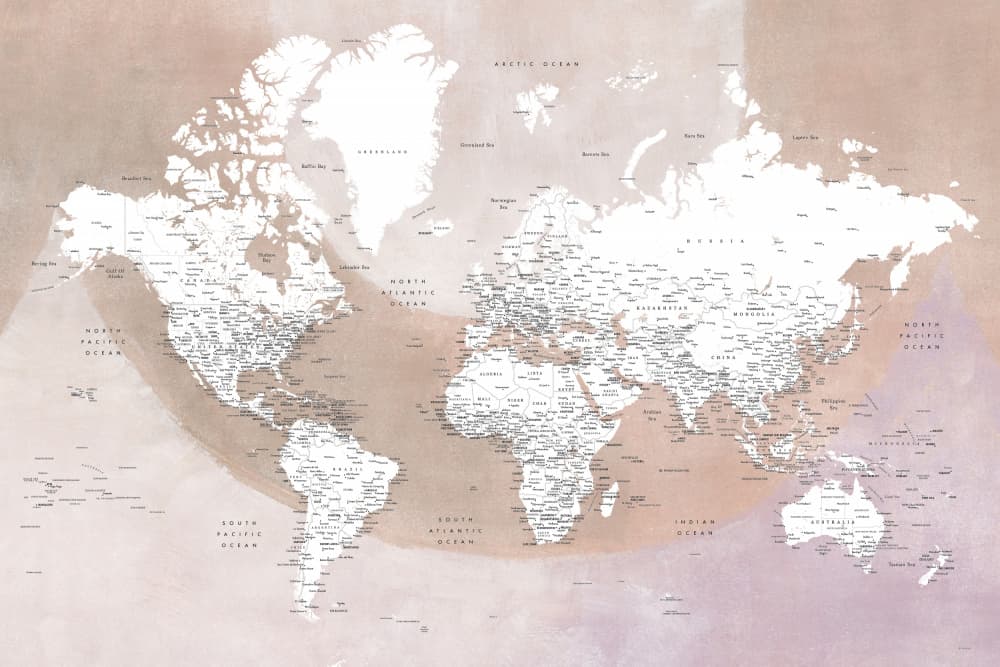 Watercolor World Map by Rosana Laiz Blursbyai — canvas wall art