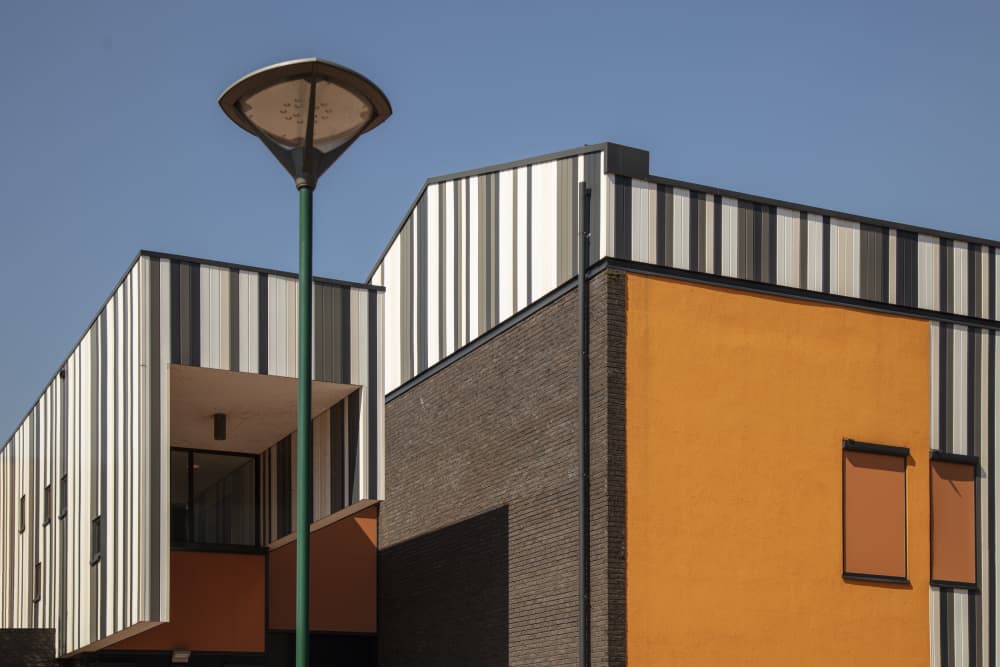 Orange Striped Architecture by Theo Luycx — canvas wall art