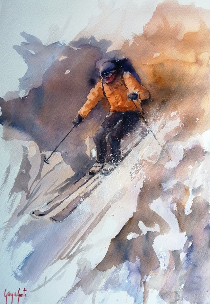 Dynamic Ski Descent by Giorgio Gosti — canvas wall art