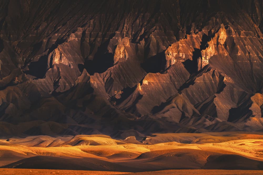 Golden Desert Mountains by Youqin Cao — canvas wall art