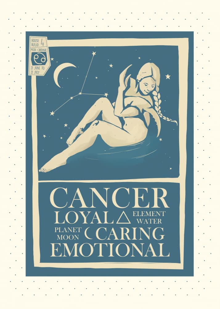 Celestial Cancer Woman by Dion Gem — canvas wall art