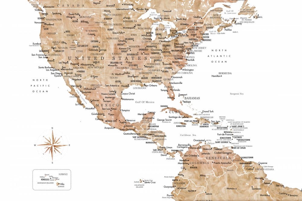 Vintage North America Map by Rosana Laiz Blursbyai — canvas wall art