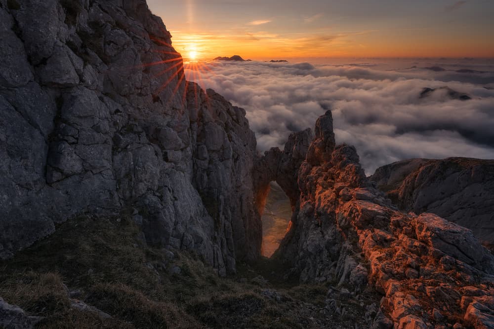 Golden Arch Above Clouds by Cesar Alvarez Osorio — canvas wall art