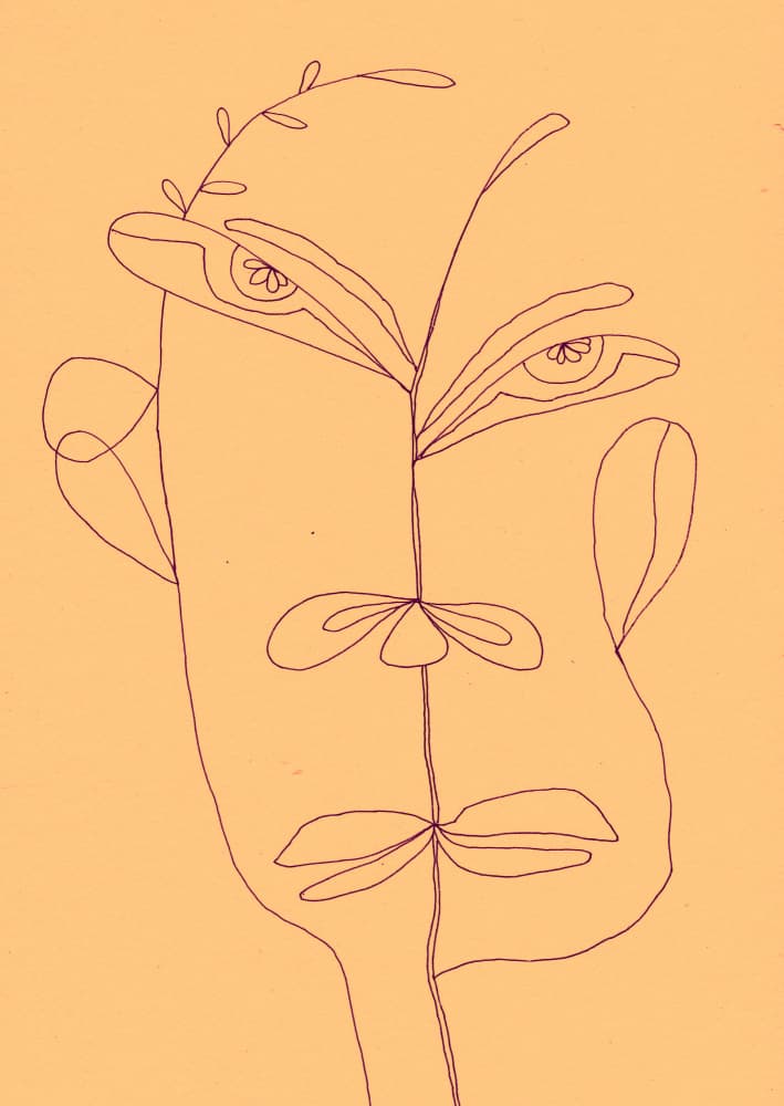 Botanical Line Face by Santhosh ch — canvas wall art
