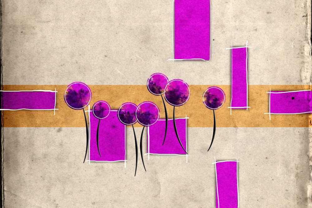 Abstract Purple Moons by Rafal Kulik — canvas wall art