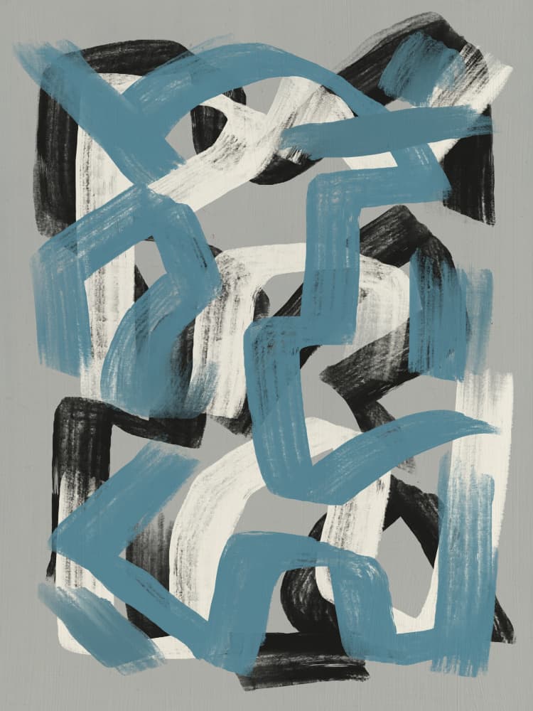 Abstract Blue Strokes by Little Dean — canvas wall art