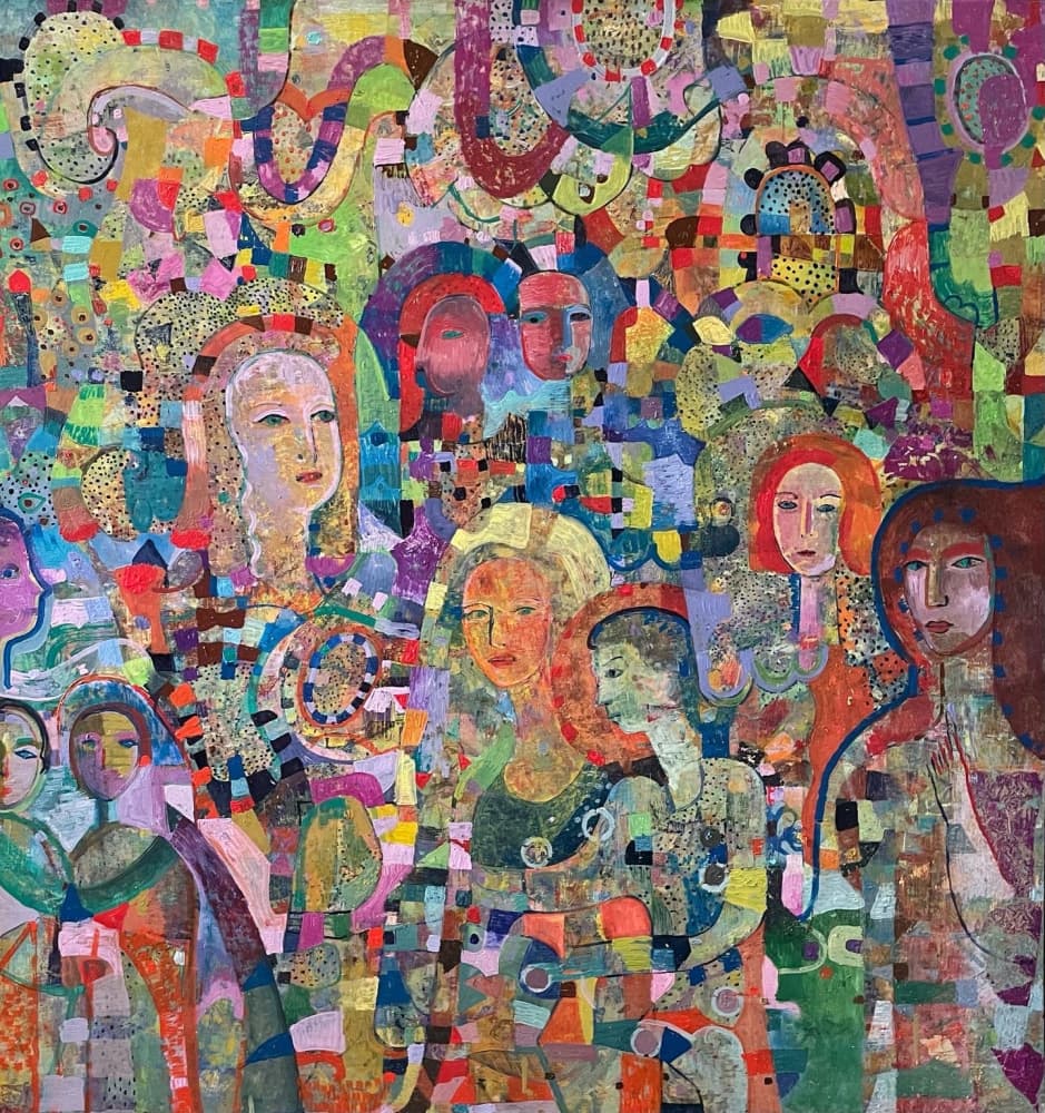 Vibrant Mosaic Women by Alise Loebelsohn — canvas wall art
