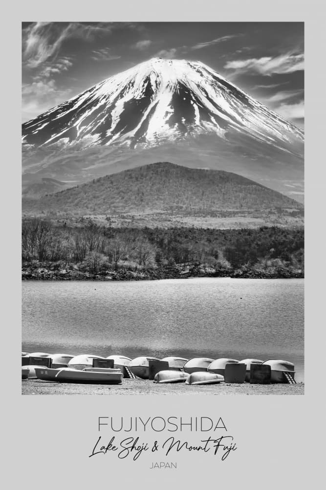 Mount Fuji Lakeside Boats by Melanie Viola — canvas wall art