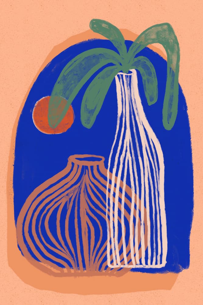 Blue Oasis Vases by Treechild — canvas wall art