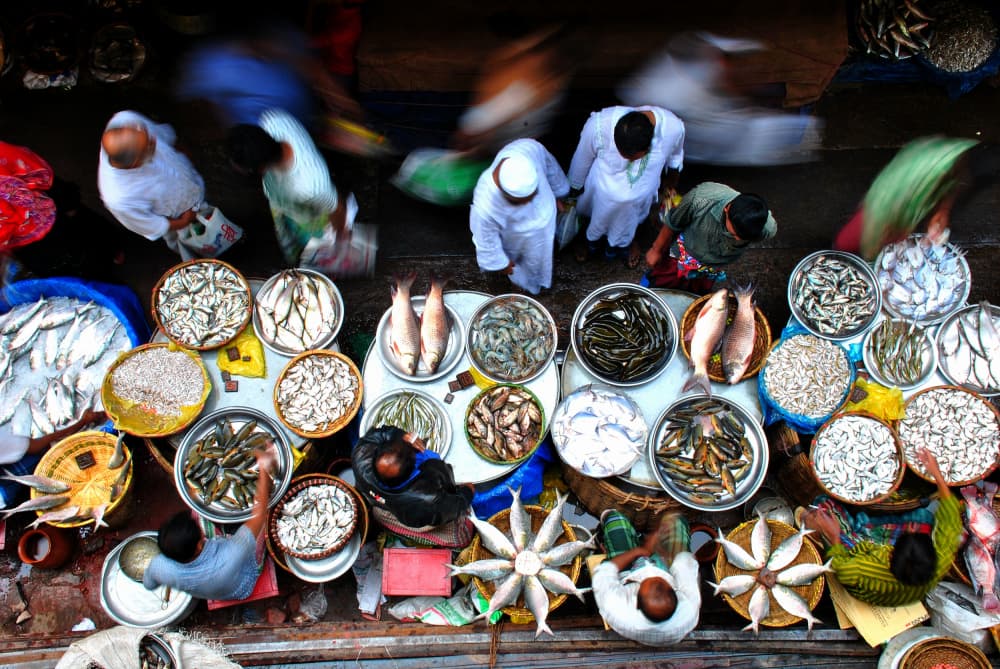 Bustling Fish Market by MD MAHABUB HOSSAIN KHAN — canvas wall art