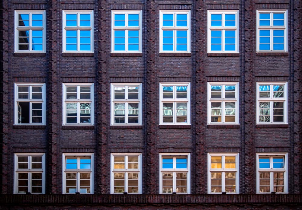 Blue Window Facade by Zina Heg — canvas wall art