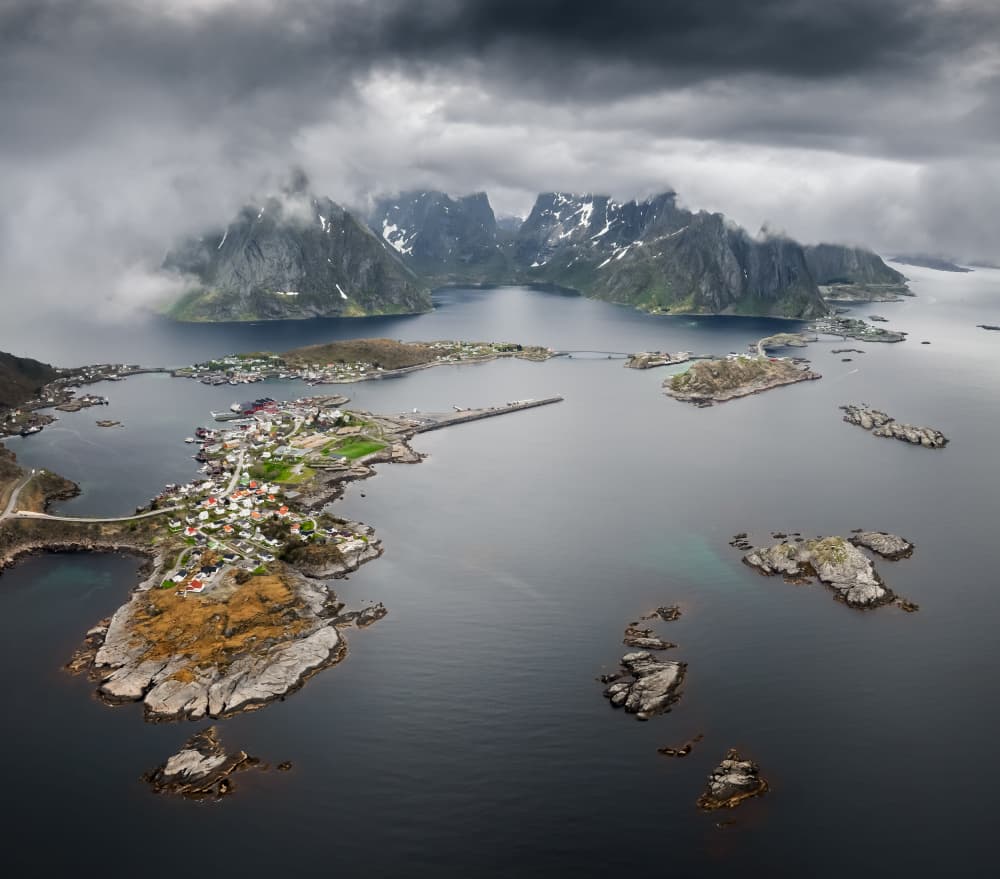 Norwegian Fishing Village by Herbert Rong — canvas wall art
