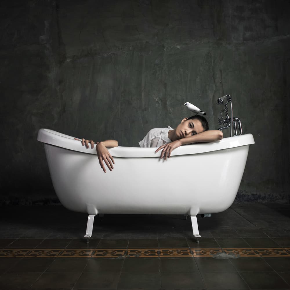 Surreal Bathtub Bird by hardibudi — canvas wall art