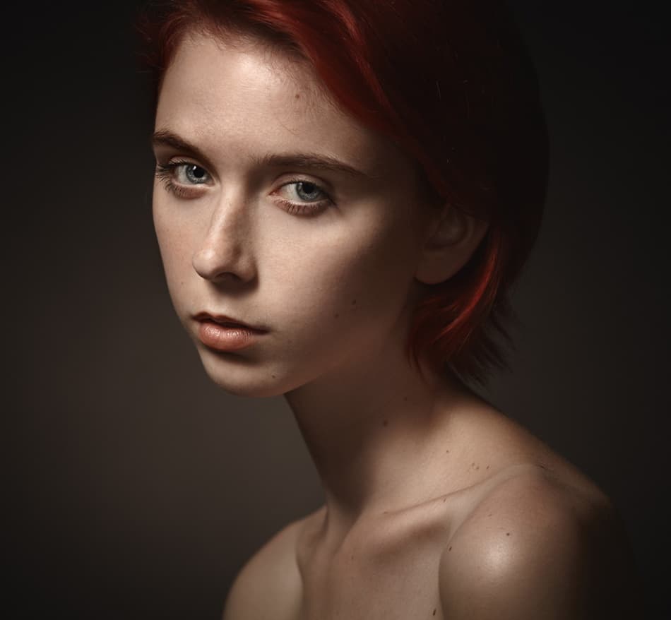 Intense Red Hair Gaze by Valeriy Kasmasov — canvas wall art